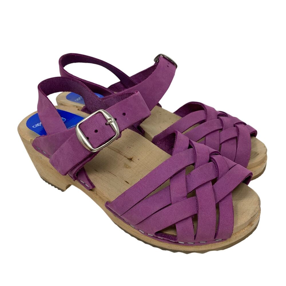 Cape Clogs Sandals Womens Size 35 US 5 Purple Woven Front Made In Sweden